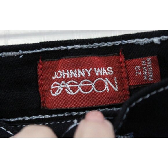 NWT Johnny Was x Sasson Rue de la Flare Denim Jeans Size 29 True Black Wash - Picture 2 of 9